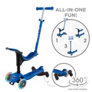 GLOBBER paspirtukas Go Up Sporty Lights 360°,  tamsiai mėlynas, 456-600 S