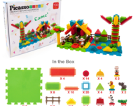 PICASSO TILES Magnetinis konstruktorius HedgeHog blocks Safari 100 det., PTB100-SAFARI