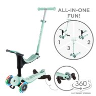 GLOBBER paspirtukas Go Up Sporty Lights 360°,  mėtinis-pistacinis, 456-706 S