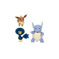 POKEMON Eevee, Murkrow ir Wartortle veiksmo figūrėlės, 3 vnt, PKW3895