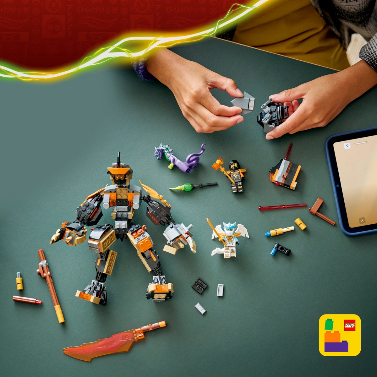 71854 LEGO® NINJAGO® Cole misijos robotas ir drakono pavidalo Zane