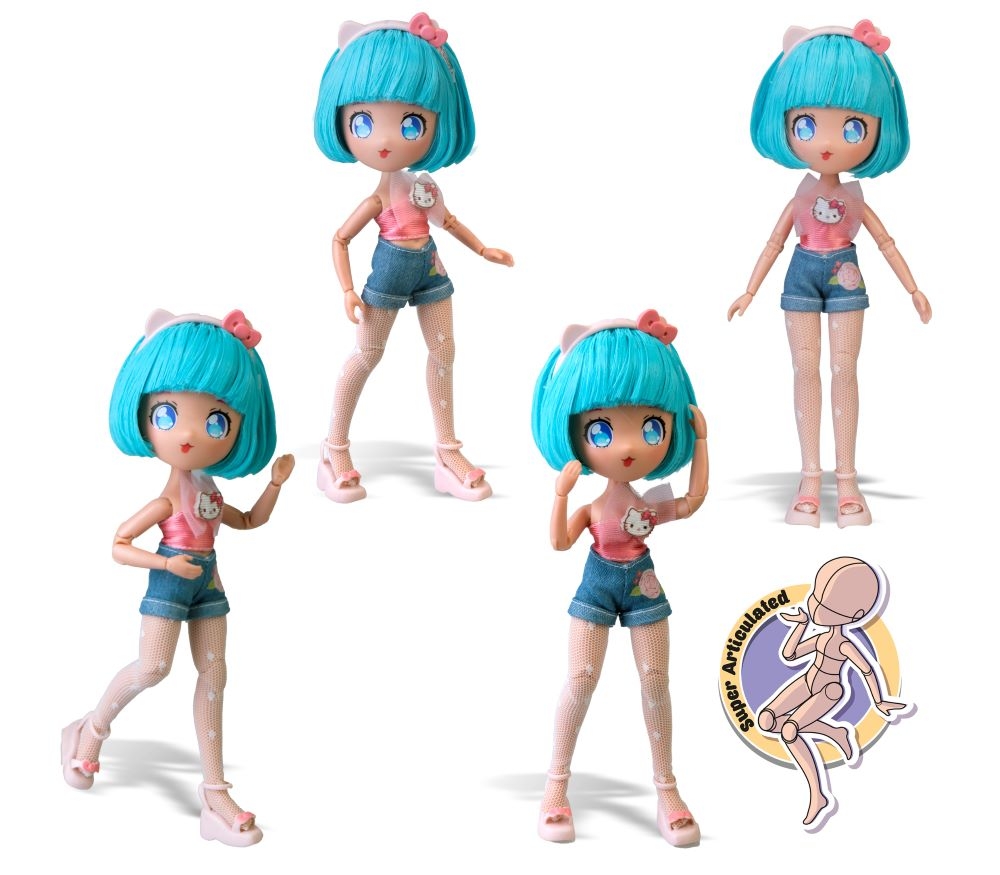 Chi♡ 4SF manga stiliaus lėlė su motoroleriu Hello Kitty 19,5 cm