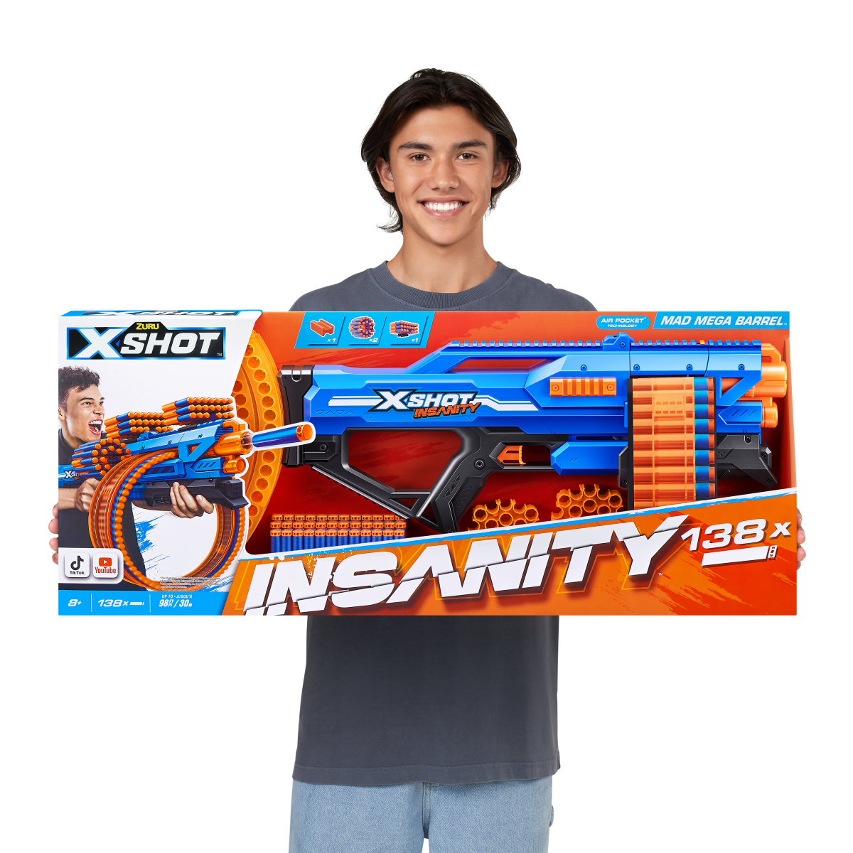 X-SHOT žaislinis šautuvas Mad Megga Barrel Blaster Insanity, 1