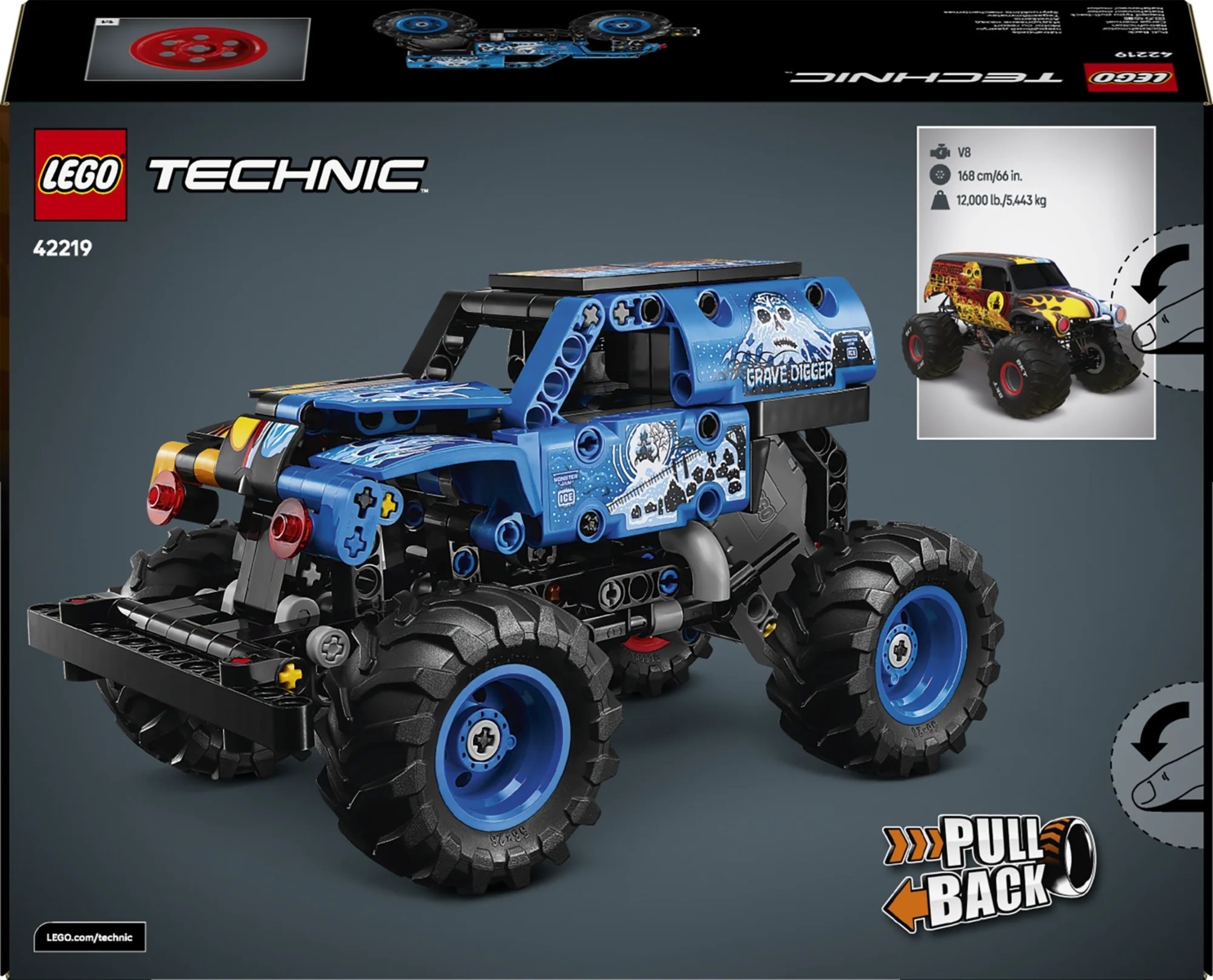 42219 LEGO® Technic Monster Jam™ Grave Digger™ „Ugnis ir ledas“ | LEGO