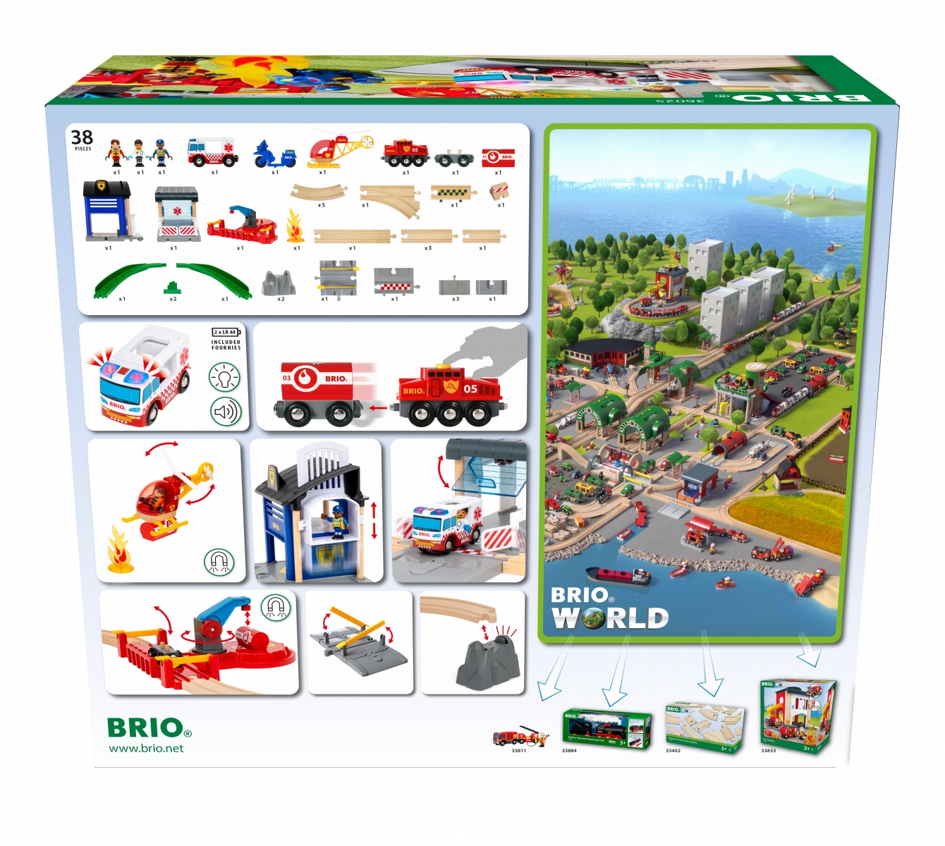BRIO traukinio bėgių rinkinys Rescue Team, 36025 Traukiniai