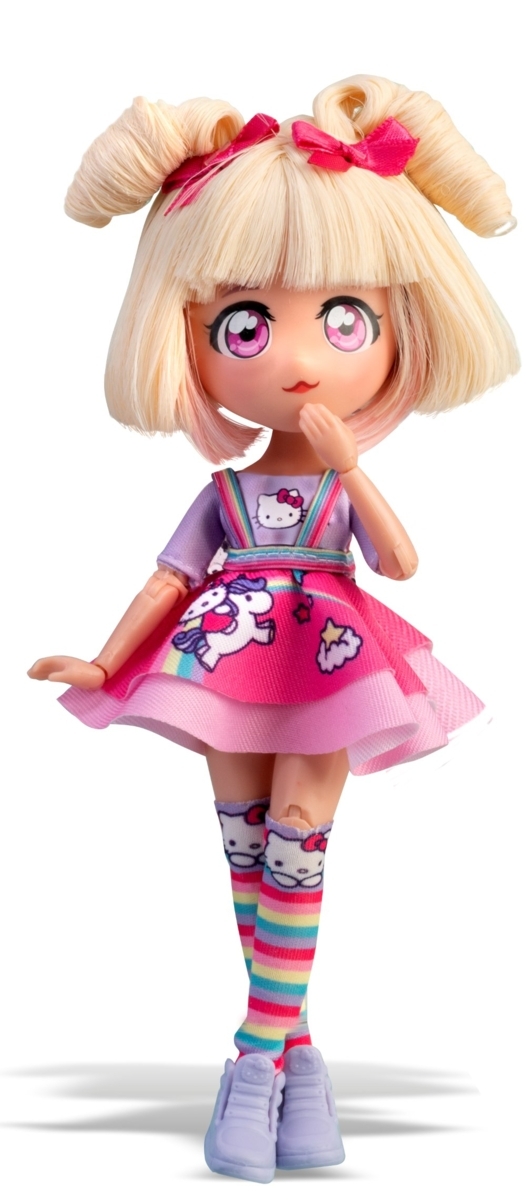【KITTY】 4SF manga stiliaus lėlė violetiniais plaukais Hello Kitty 19,5 cm