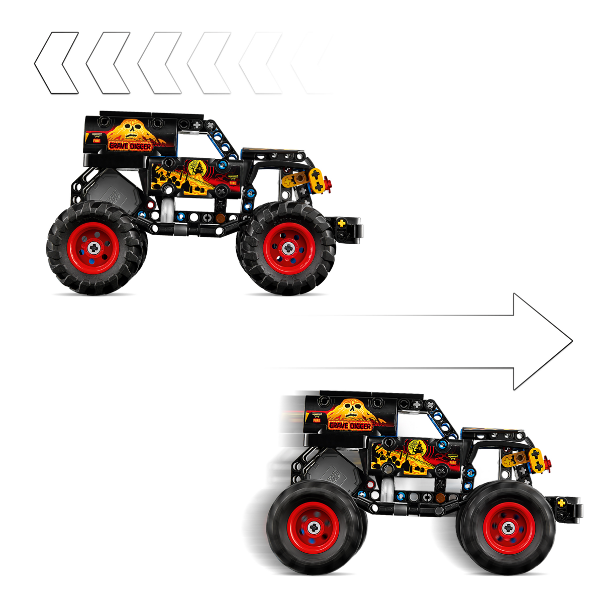 42219 LEGO® Technic Monster Jam™ Grave Digger™ „Ugnis ir ledas“ | LEGO