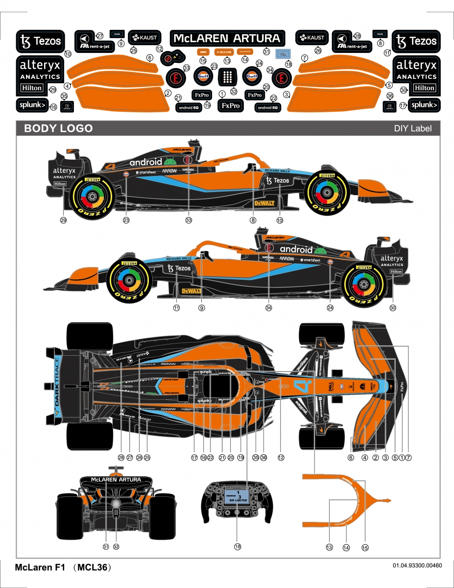 RASTAR 1:18 valdomas automobilis McLaren F1 MCL36, 93300 | RC ir
