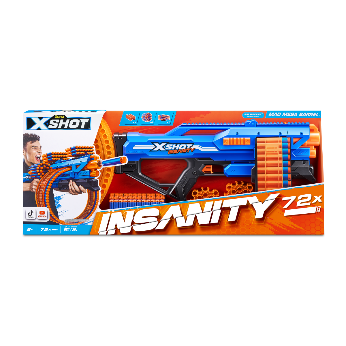 X-SHOT žaislinis šautuvas Mad Megga Barrel Blaster Insanity, 1