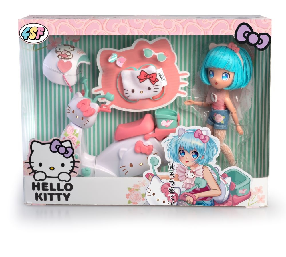 Chi♡ 4SF manga stiliaus lėlė su motoroleriu Hello Kitty 19,5 cm