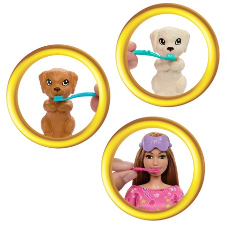BARBIE lėlės ir šunelių pižamų vakarėlio rinkinys, HXN01 