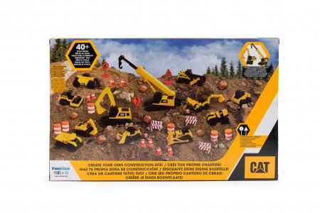 CAT statybų transporto priemonių rinkinys su priedais Little Machines Mega Set, 83337 83337