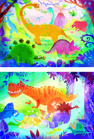 CLEMENTONI Dėlionė Linksmieji dinozaurai 2X20pcs., 24755 24755