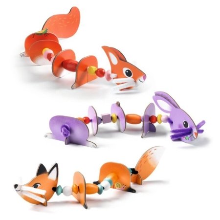 DJECO Vėrimas su pūkuotomis vielutėmis Mieli gyvūnai, DJ00084 