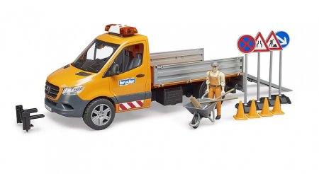 BRUDER MB Sprinter komunalinė transporto priemonė su vairuotoju ir priedais, 02677 02677