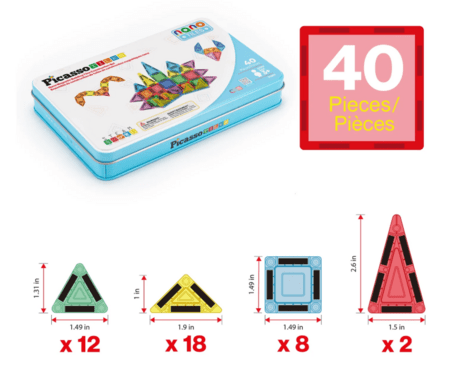 PICASSO TILES Magnetinis konstruktorius Construction set with Pencil box 40 det., PN010 