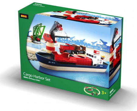 BRIO rinkinys su traukinio bėgiais Cargo harbour, 33061 33061