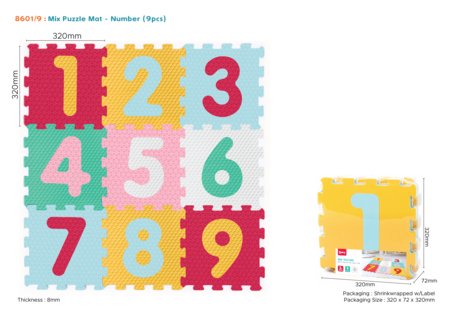 SUNTA skaičių dėlionės kilimėlis, 9 dalių, 8601/9 