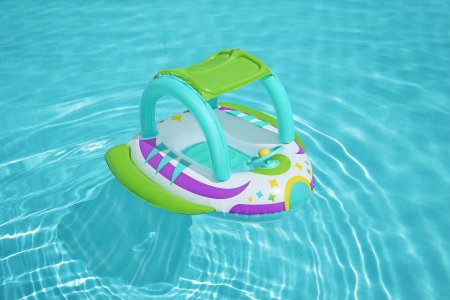 BESTWAY pripučiamas vaikiškas plaustas su stogeliu Space Splash, 1.07m x 1.12m, 34149 34149