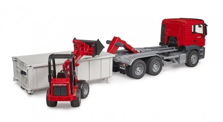 BRUDER 1:16 MAN TGS suknvežimis su konteineriu ir krautuvu, 03767 03767