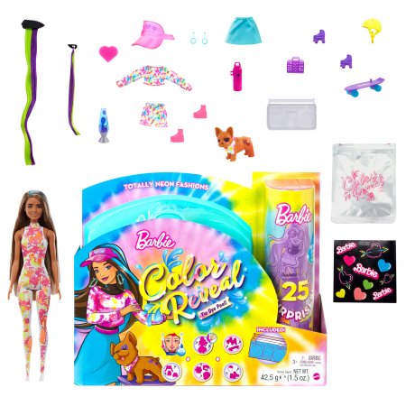 BARBIE spalvų siurprizų dovanų rinkinys, neoninių spalvų serija, asort., HCD25 HCD25