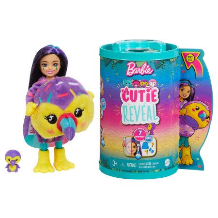 BARBIE Čelsės Cutie Reveal rinkinys, džiunglių serija, tukano paukštė , HKR16 HKR16