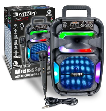 BONTEMPI TECH belaidis garsiakalbis su mikrofonu ir RGB šviesomis, 491030 