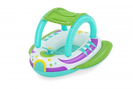 BESTWAY pripučiamas vaikiškas plaustas su stogeliu Space Splash, 1.07m x 1.12m, 34149 34149