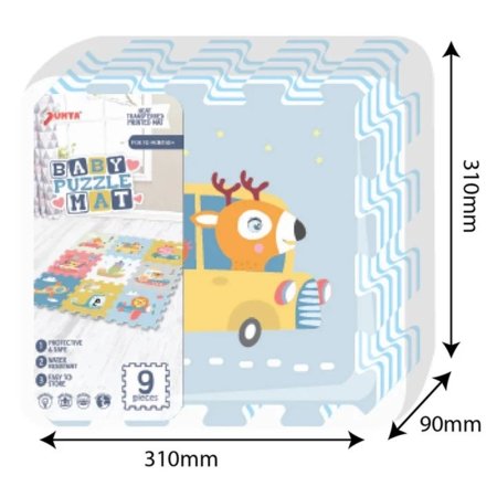 SUNTA vaikiškas dėlionės kilimėlis Transportas ir gyvūnai, 9 dalių, 3087 