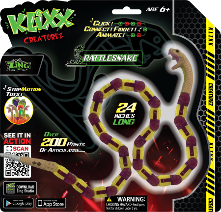 ZING KLIXX CREATUREZ besilankstanti gyvatė barškuolė, KX130R 