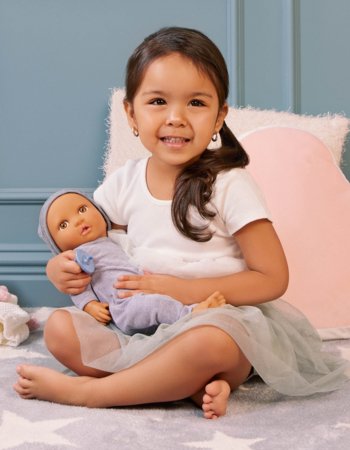 LULLABABY lėlė kūdikis su pilku kostiumėliu, LBY7264Z 