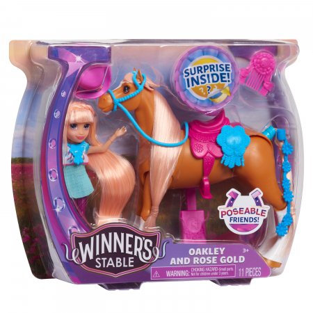 WINNERS STABLE rinkinys-lėlė su arkliu Oakley & Rose Gold, 53176 53176