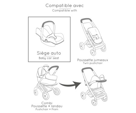 SMOBY automobilinė kėdutė lėlėms, rožinė, 7600240241 