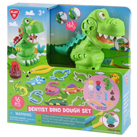 PLAYGO DOUGH dantų gydytojo rinkinys su dinozauru, 8433 