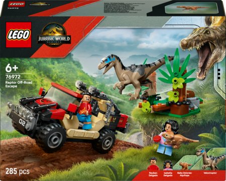 76972 LEGO® Jurassic World™ Velociraptorius ir pabėgimas visureigiu 
