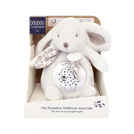 DOUDOU ET COMPAGNIE minkštas muzikinis projektorius kiškis 19cm, DC4202 