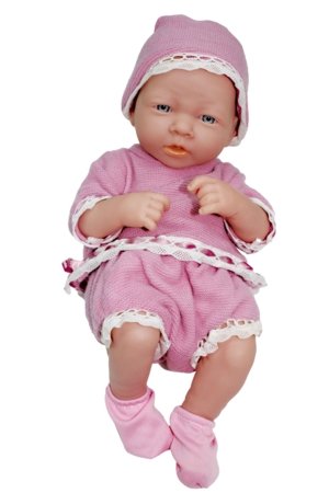 BAMBOLINA lėlė-kūdikis su priedais 36cm New Born Baby With Sleep Bag With Mesh Bag In Pink Shoes Box, BD1632SB   