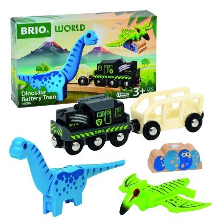 BRIO WORLD dinozaurų nuotykių rinkinys Dinosaur Battery Train, 36096 