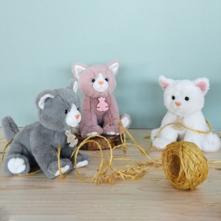 DOUDOU ET COMPAGNIE minkšta balta katė 18cm, HO3155 