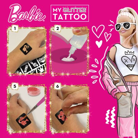 LISCIANI BARBIE blizgančių tatuiruočių gaminimo rinkinys My Glitter Tattoo, 100958 