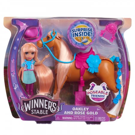WINNERS STABLE rinkinys-lėlė su arkliu Oakley & Rose Gold, 53176 53176