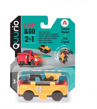 QUURIO FLIP AND GO 2-in-1 mašinėlė Front Loader & Fire Engine, EU463875-14 EU463875-14