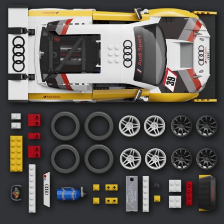 MATTEL BRICK SHOP HOT WHEELS 1:16 Elite Audi R8 LMS konstruktorius, JFT18 