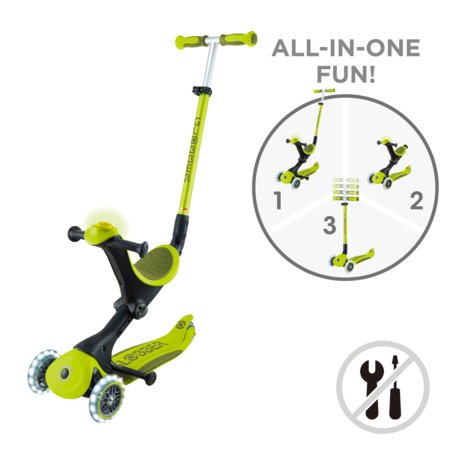 GLOBBER paspirtukas Go Up Deluxe Lights, laimo žalia, 748-606 