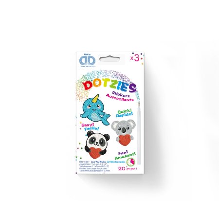 DIAMOND DOTS kūrybinis rinkinys piešimas deimantais LOVE YOU CHUMS, 3 lipdukai, DTZ12.037 DTZ12.037