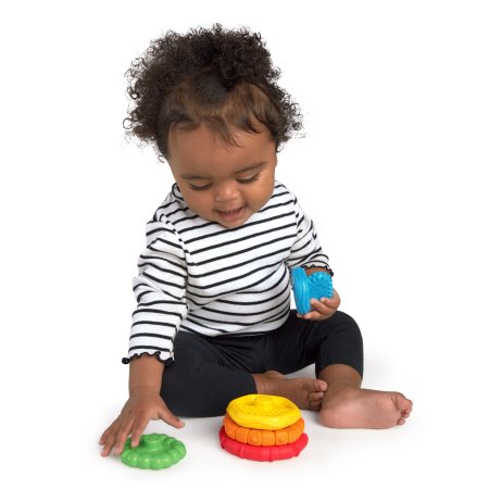 BABY EINSTEIN įvairių tekstūrų kramtukas Stack & Teether, 12356 