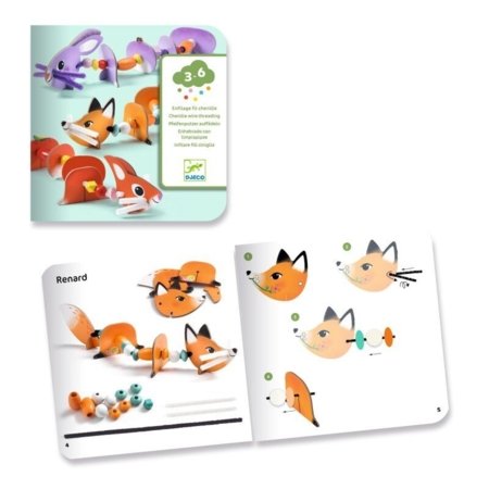 DJECO Vėrimas su pūkuotomis vielutėmis Mieli gyvūnai, DJ00084 