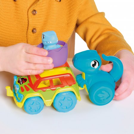 TOMY mašinėlės rinkinys su dinozauru Chase & Roll Raptors, E73251 E73251