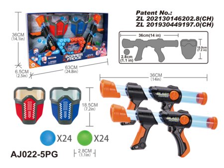 AO JIE šaudymo rinkinys su 48 kamuoliukais ir 2 kaukėmis, AJ022-5PG 