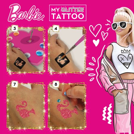 LISCIANI BARBIE blizgančių tatuiruočių gaminimo rinkinys My Glitter Tattoo, 100958 